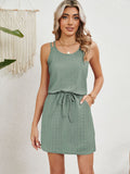 Eyelet Scoop Neck Sleeveless Dress - Flyclothing LLC