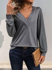 Blusa de manga larga con escote en V