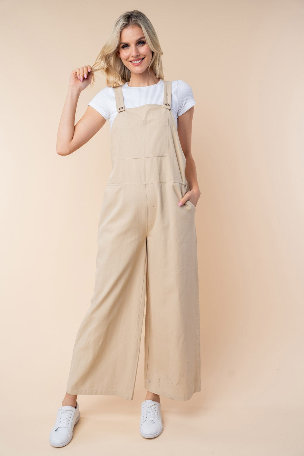 White Birch Sleeveless Wide Leg Jumpsuit Trendsi