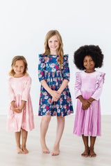 Carnation Pink Velvet Ruffle Twirl Dress - Mila & Rose ®