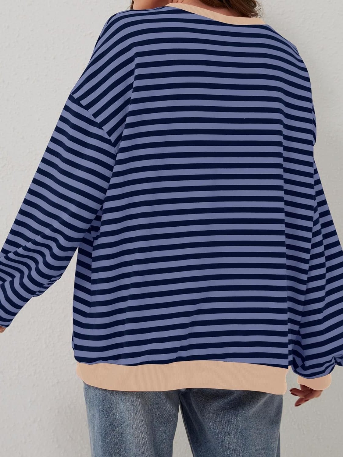 Contrast Striped Long Sleeve Sweatshirt - Trendsi