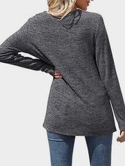 Lace Detail V-Neck Long Sleeve T-Shirt - Trendsi