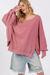 SAGE + FIG Mineral Wash Side Slit Oversized Sweatshirt