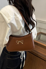 Bow Trim PU Leather Shoulder Bag - Trendsi