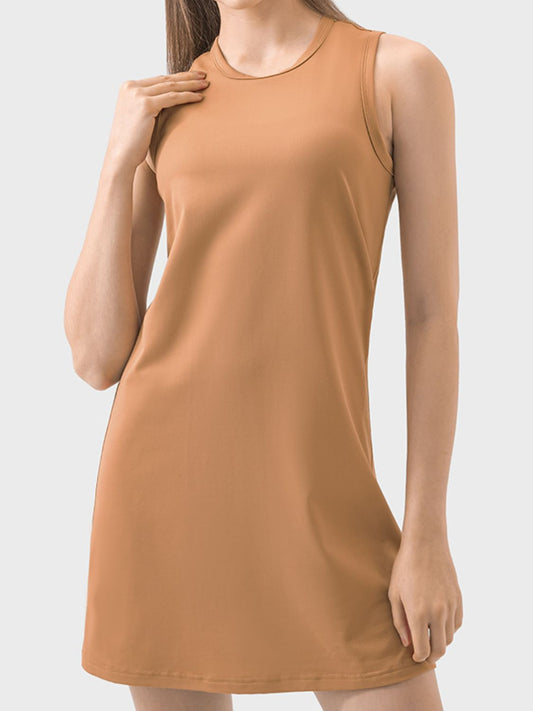 Round Neck Sleeveless Active Dress Trendsi