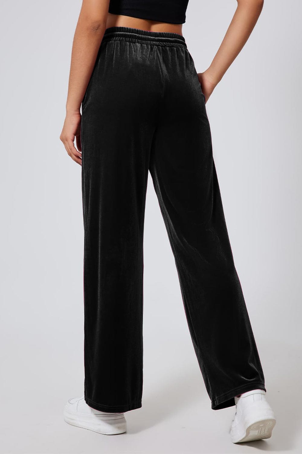 Drawstring Elastic Waist Straight Leg Pants - Trendsi