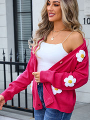 Crochet Flower Button Up Cardigan - Trendsi