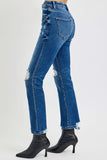 RISEN Full Size High Rise Distressed Crop Straight Jeans - Trendsi