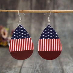 Stars and Stripes PU Leather Teardrop Earrings - Trendsi