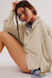 Exposed Seam Side Slit Long Sleeve Sweatshirt - Trendsi