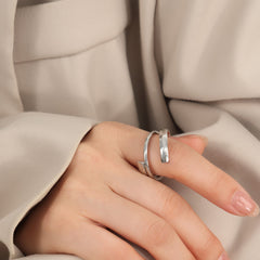 Titanium Steel Layered Wrap Ring Trendsi