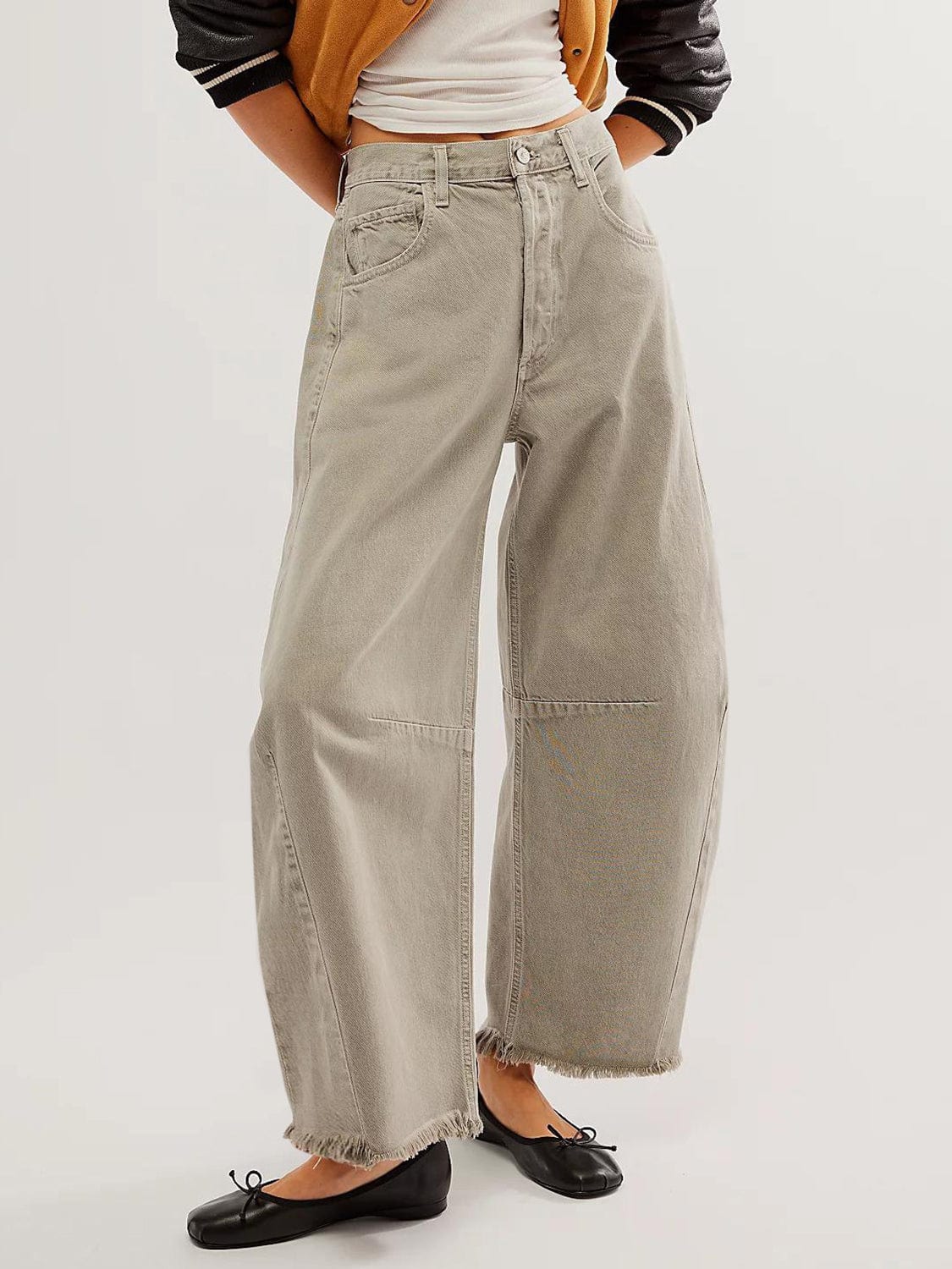 Raw Hem Wide Leg Jeans with Pockets - Trendsi