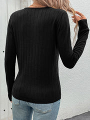 V-Neck Long Sleeve Knit Top