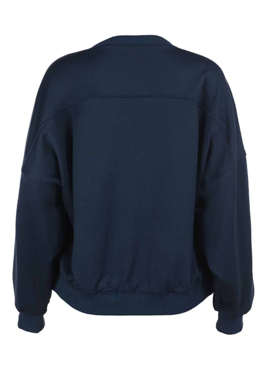 Basic Bae Round Neck Dropped Shoulder Long Sleeve Sweatshirt - Trendsi