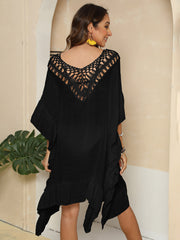 Cutout Ruffled Half Sleeve Cover-Up Trendsi