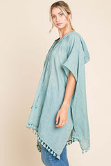 Cotton Bleu by Nu Label Tassel Hem Hooded Cover Up - Trendsi