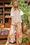 And The Why Printed Smocking Waist Side Slit Wide Leg Pants - Flyclothing LLC