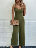 Pocketed Spaghetti Strap Wide Leg Jumpsuit - Flyclothing LLC