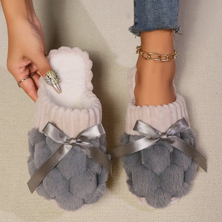 Bow Trim Contrast Slippers - Trendsi