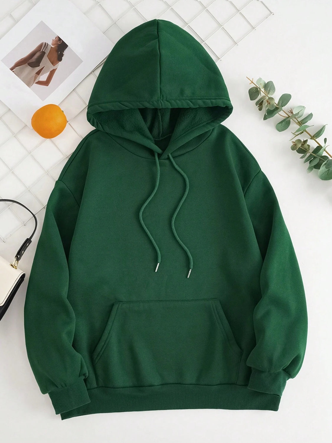 Drawstring Dropped Shoulder Hoodie - Flyclothing LLC