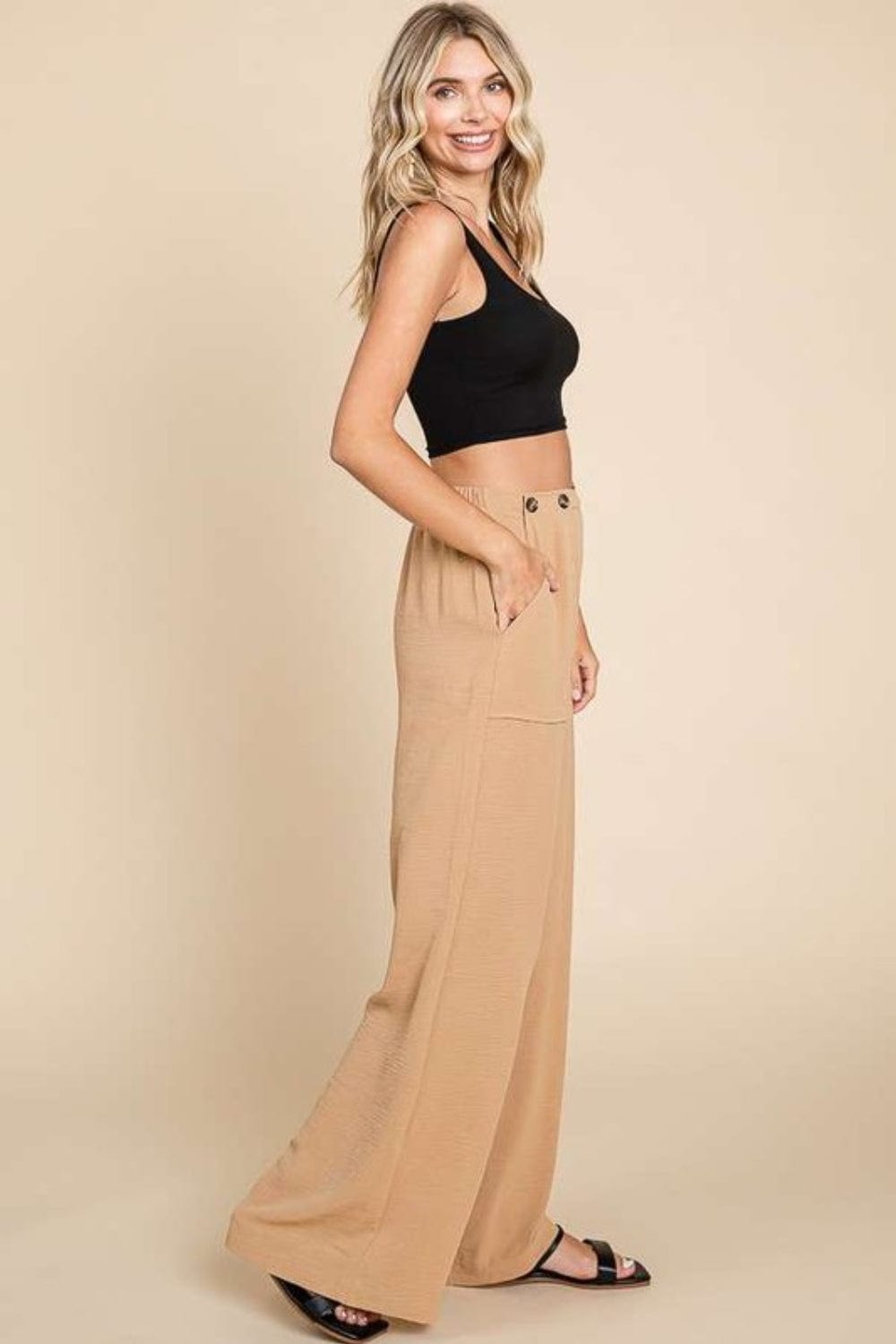 Culture Code Full Size High Waist Wide Leg Cargo Pants Trendsi