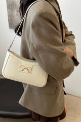 Bow Trim PU Leather Shoulder Bag - Trendsi