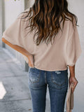 Full Size Cowl Neck Three-Quarter Sleeve Blouse Trendsi