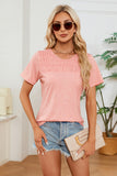 Ruched Round Neck Short Sleeve T-Shirt Trendsi