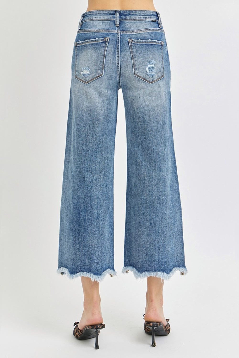 Risen High Rise Cropped Flare Jeans - Trendsi