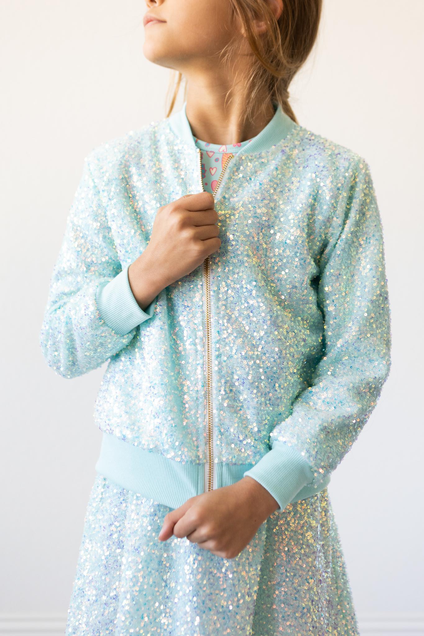 Aqua Sequin Jacket - Mila & Rose ®