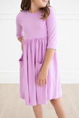 Bright Lilac 3/4 Sleeve Pocket Twirl Dress - Mila & Rose ®