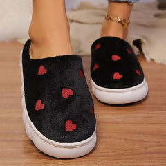 Heart Round Toe Flat Slippers - Trendsi