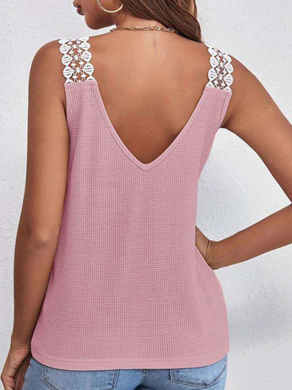 Full Size Lace Detail V-Neck Tank Trendsi