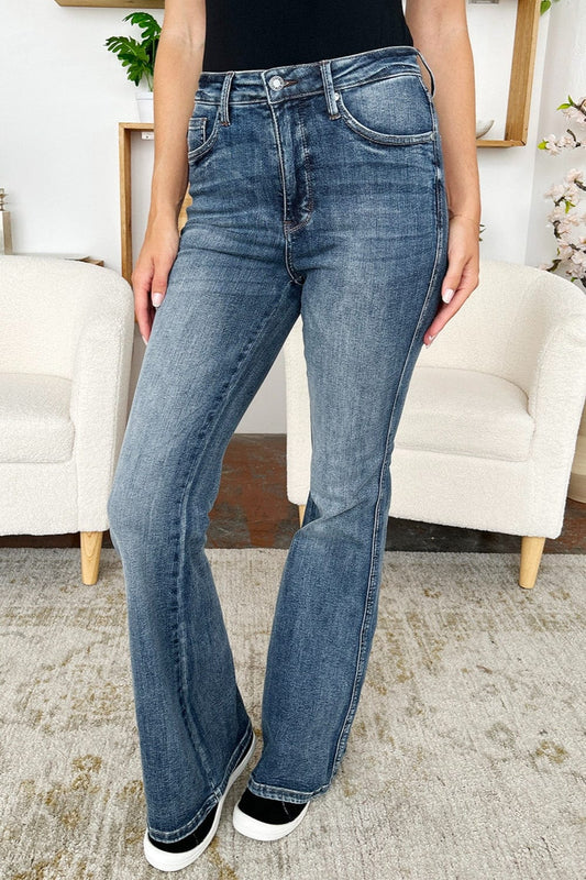 Judy Blue Full Size High Waist Tummy Control Flare Jeans - Trendsi