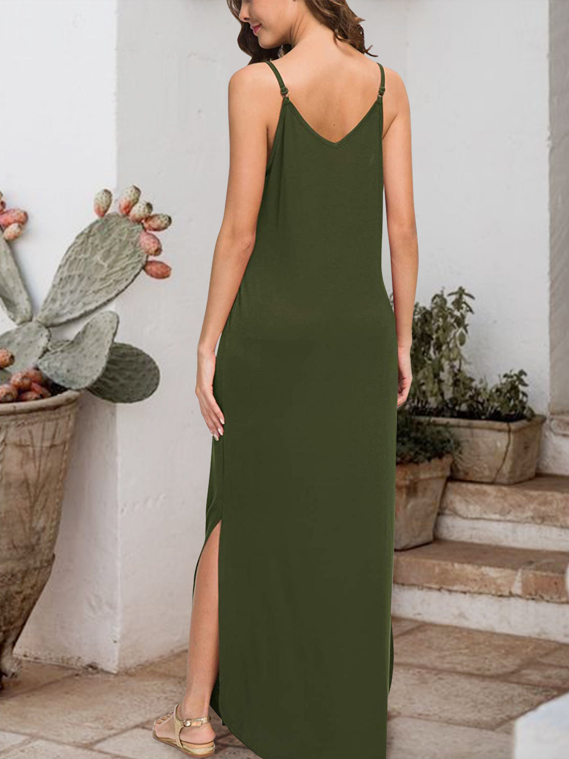 Slit Scoop Neck Sleeveless Dress Trendsi