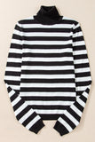 Striped Turtleneck Long Sleeve Knit Top