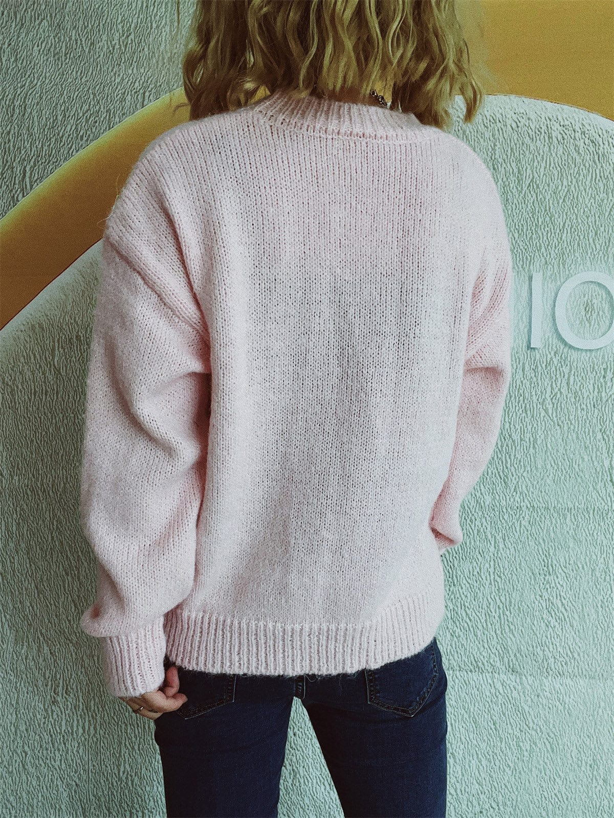 Bow Trim Round Neck Long Sleeve Sweater - Trendsi