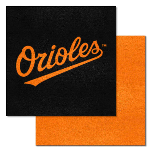 Baltimore Orioles Team Carpet Tiles - 45 Sq Ft. "Orioles" Logo - Baltimore Orioles