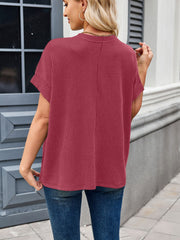 Lovelet Round Neck Short Sleeve Rib T-Shirt