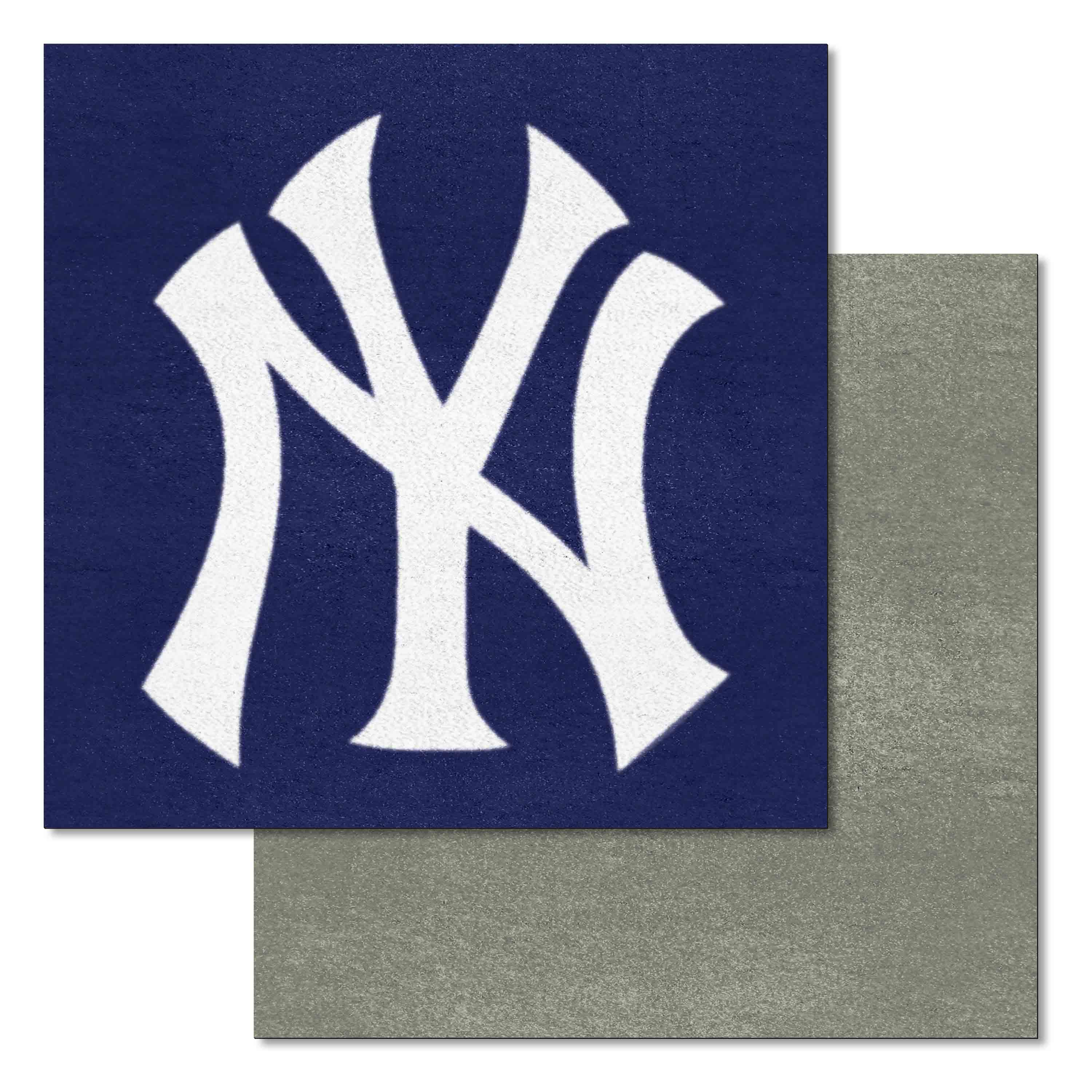 New York Yankees "NY" Hat Logo Team Carpet Tiles - 45 Sq Ft.