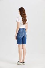 BAYEAS Full Size Super High Rise Denim Bermuda Shorts - Trendsi