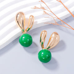 Alloy Drip Oil Bunny Earrings - Trendsi