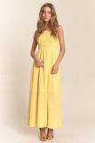 J.NNA Texture Crisscross Back Tie Smocked Maxi Dress Trendsi