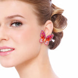 Alloy Inlaid Rhinestone Butterfly Earrings - Flyclothing LLC