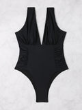 Plunge Wide Strap One-Piece Swimwear Trendsi