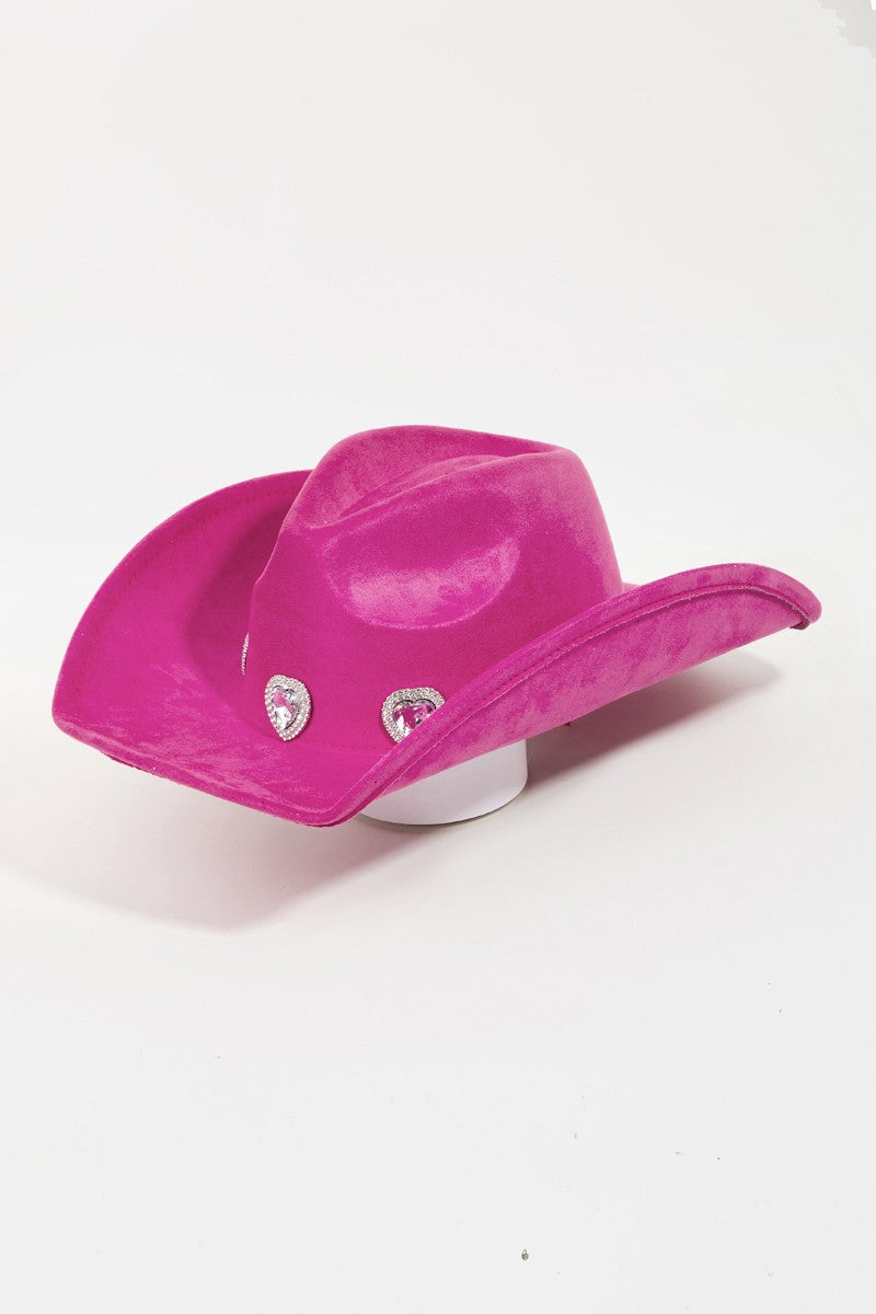 Fame Rhinestone Pave Heart Cowboy Hat Trendsi