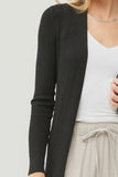 Be Cool Ribbed Open Front Long Sleeve Cardigan - Flyclothing LLC