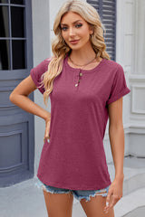 Round Neck Short Sleeve T-Shirt Trendsi