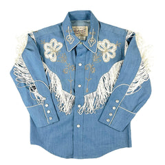 Rockmont Clothing Kid's Embroidered Vintage Fringe Denim Western Shirt - Rockmount Clothing