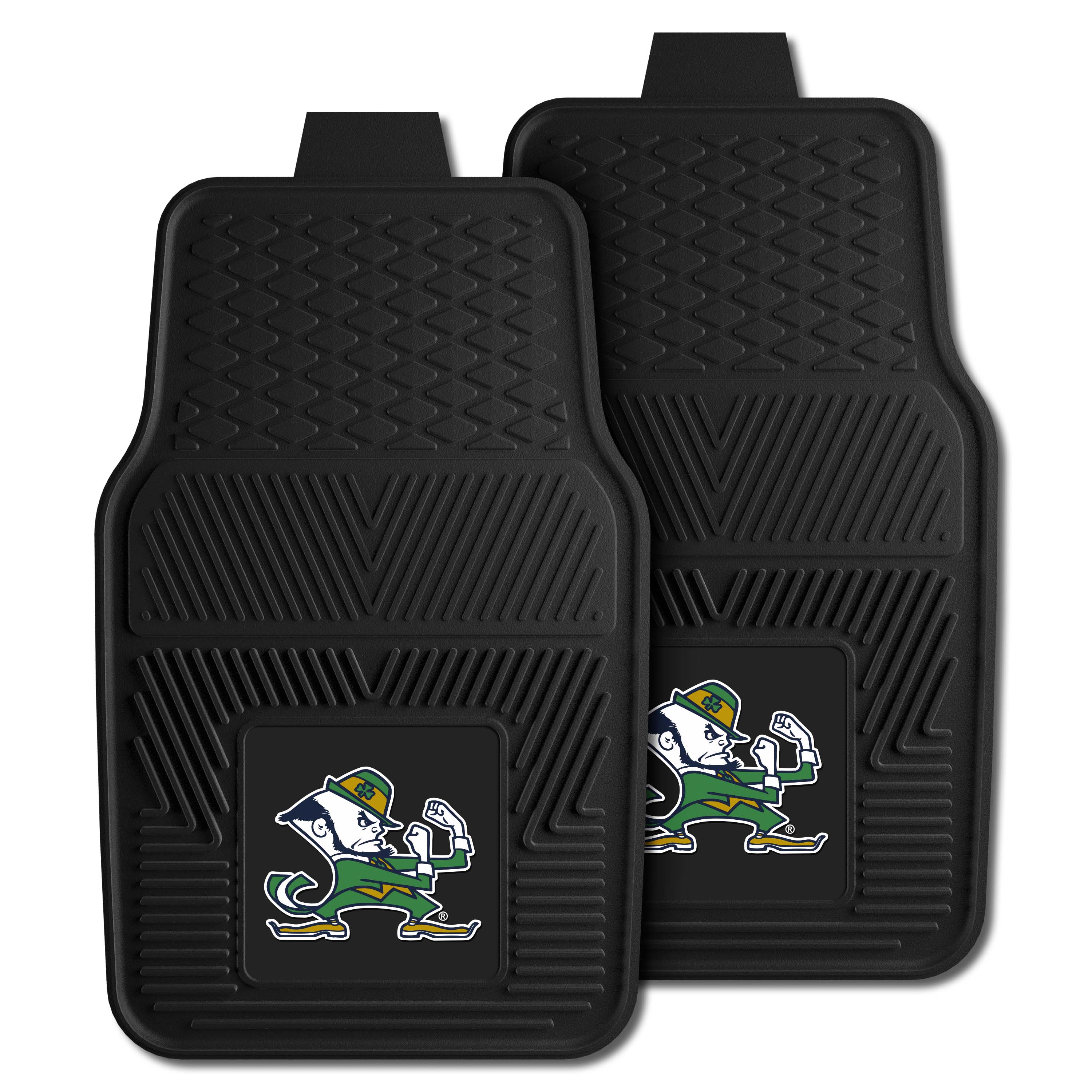 Notre Dame Fighting Irish Heavy Duty Car Mat Set - 2 Pieces, Leprechaun